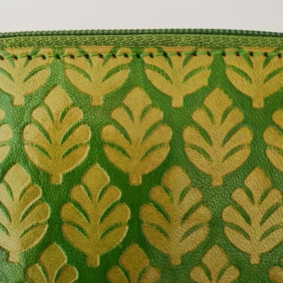 Blithe Leather Embossed Clutch in Green and Dark Yellow - Picture 7 of 13
